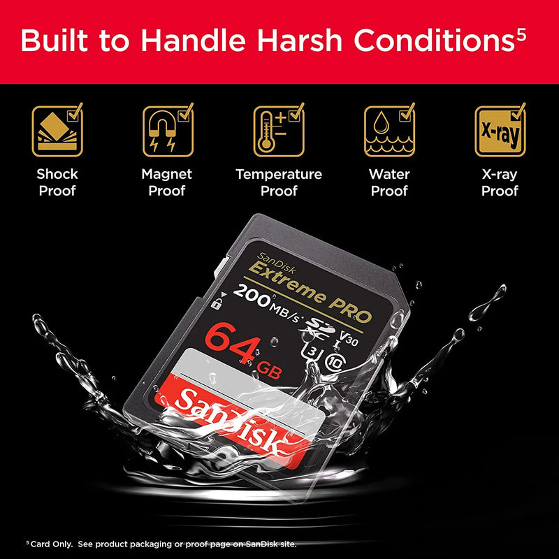 SanDisk SD Card Extreme PRO Memory Card High Speed up to 200MB/s U3 4K UHD Video C10 V30 SDHC and SDXC UHS-I Cards for Camera